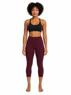 Lululemon Burgundy High Rise Crop Leggings Capri Yoga Pants Size 4